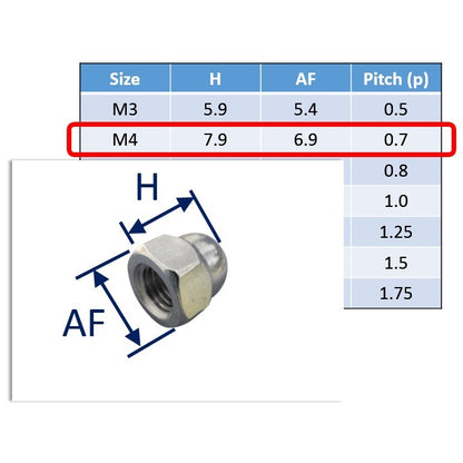 M4 stainless steel dome nut