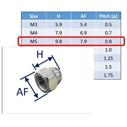 M5 stainless steel dome nut