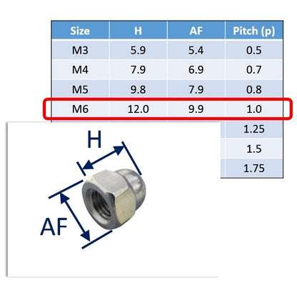 M6 stainless steel dome nut