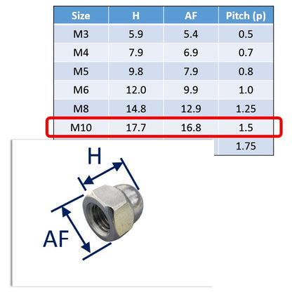 M10 stainless steel dome nut