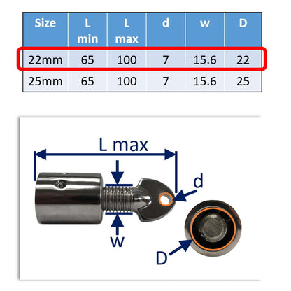 Tube & End CapsTube End Fitting For Bimini / Canopy Frame / Hood Frame In 316 Stainless Steel