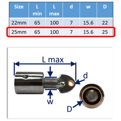 Tube & End CapsTube End Fitting For Bimini / Canopy Frame / Hood Frame In 316 Stainless Steel