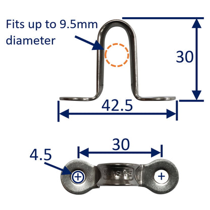 316 Stainless Steel Deck Eye, (Tall Version) With Smooth Finish 30mm Hole Centres