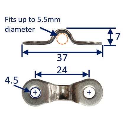 Small 316 Stainless Steel Deck Eye, With Smooth Finish 24mm Hole Centres