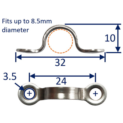 316 Stainless Steel Deck Eye, With Smooth Finish 24mm Hole Centres