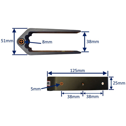 Rudder Bottom Gudgeon Mounting With 3 Attachment Holes, 38mm Grip, Including Replaceable Carbon Bush