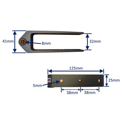 Rudder Bottom Gudgeon Mounting With 3 Attachment Holes, 32mm Grip, Including Replaceable Carbon Bush