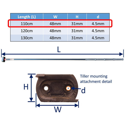 Sailing Dinghy Tiller Extension With Quick Release, Choice Of Lengths, Aluminium / Composite Construction