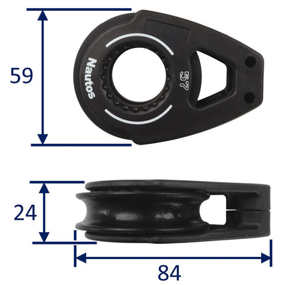 Nautos Organic 57 Single Sailing Pulley Block For Web / Line Attachment