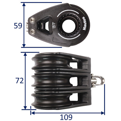 Nautos Organic 57 Triple Swivel Sailing Pulley Block With Ball Race