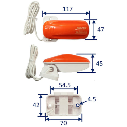 SEAFLO 1100 GPH Electric Bilge Pump And Float Switch Combination Kit Fully Submersible