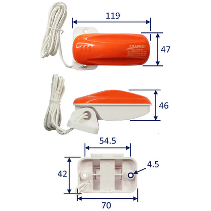 SEAFLO Heavy Duty Float Switch For Bilge Pumps Drawing Up To 18A Max, Internal Steel Bearing Activation