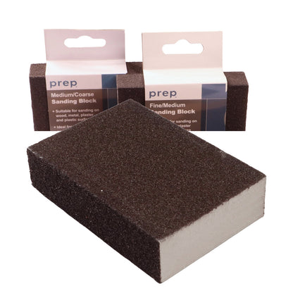 Abrasive Sanding Blocks With Foam Core, Fine/Medium and Medium/Coarse Grades